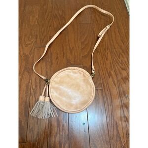 Anthropologie blush pink vegan leather Tassel Circle Purse Minimalist boho